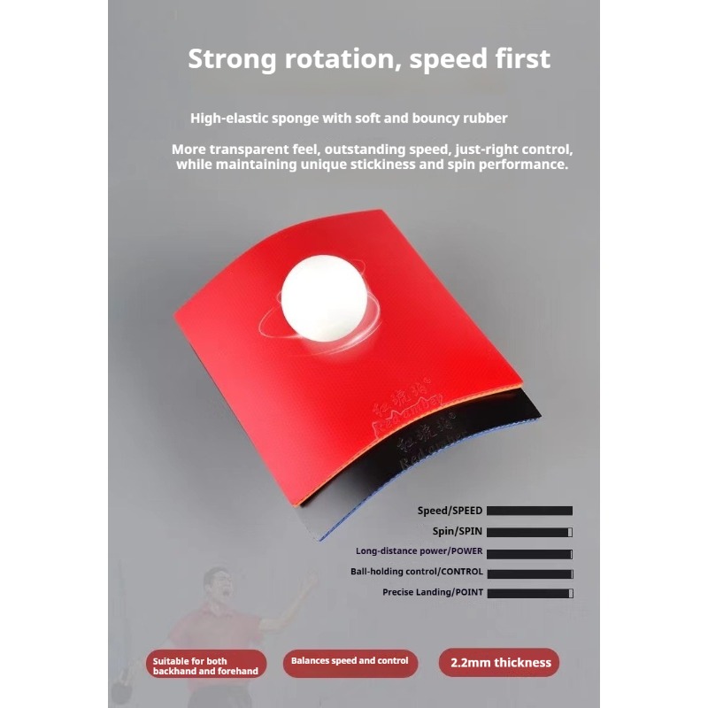 Table Tennis Training - Red Amber Sticky Table Tennis Rubber