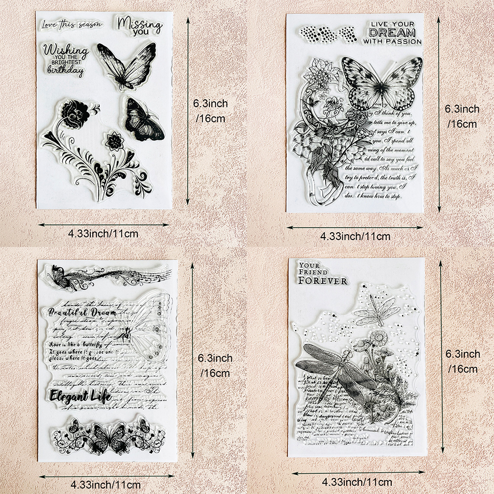Butterfly Rubber Sheet - Dragonflies And Butterflies/Clear Stamps/Seal For DIY