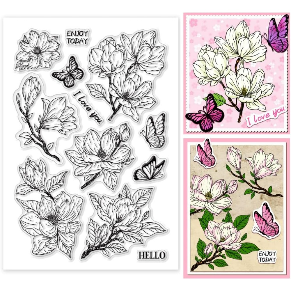 Magnolia Flower Clear Stamp Fl – обзор и цена Butterfly Rubber Sheet