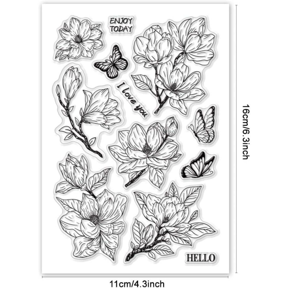 Magnolia Flower Clear Stamp Fl – обзор и цена Butterfly Rubber Sheet